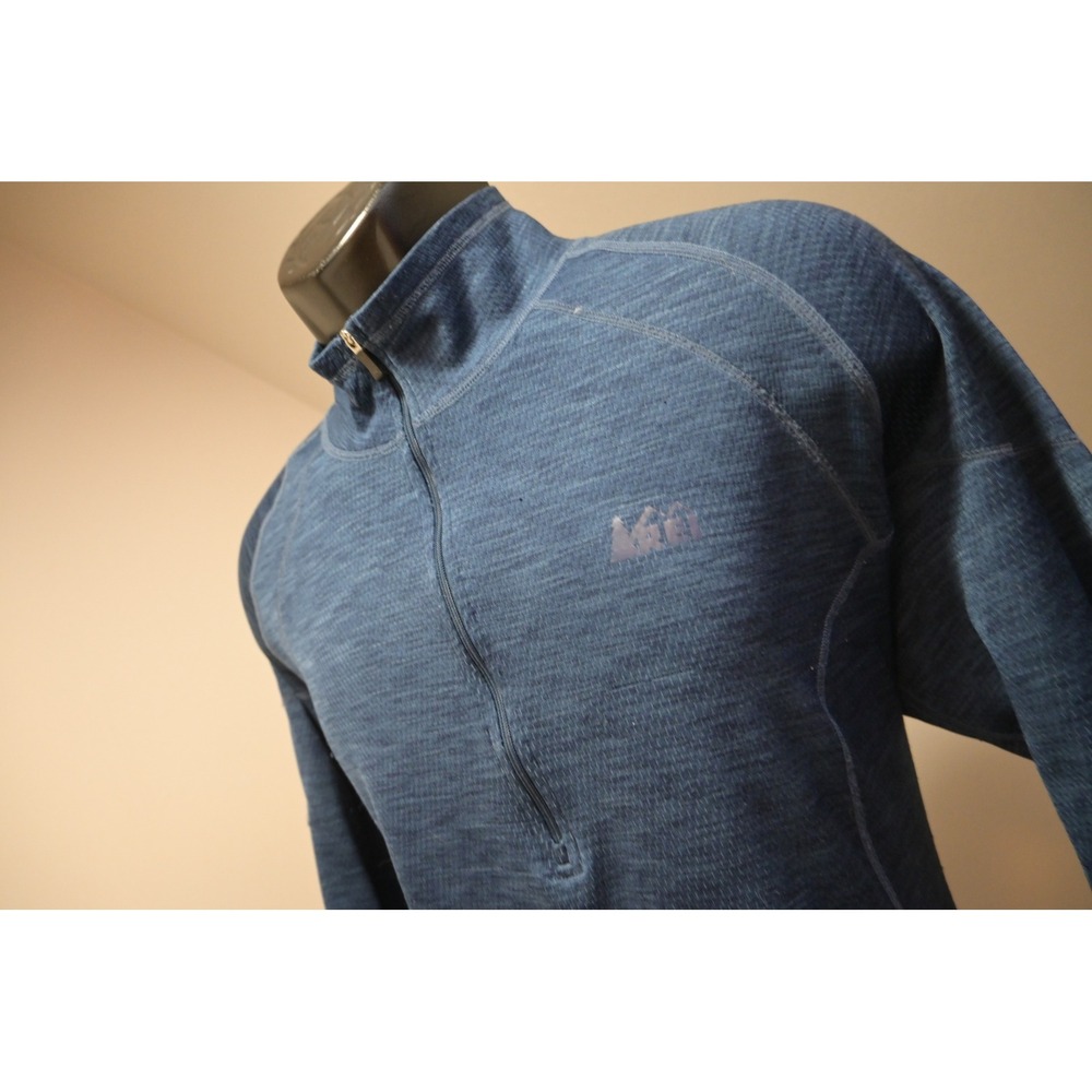 REI‎ Quarter Zip Pullover Mens XL Blue Good Grid Fleece Mock Neck Hiking Top